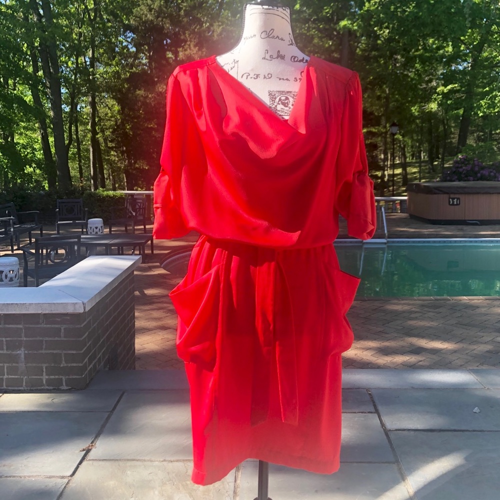 BGBGMaxazria Red Cocktail Dress. Item# 0078 - Picture 7 of 8